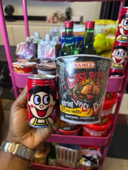 Ghost pepper ramen and milk drink